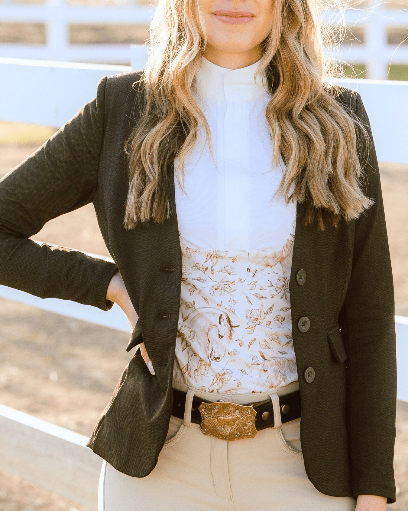 Deinhardt Designs Long Sleeve Capriole Competition Shirt - SEPIA - Equiluxe Tack