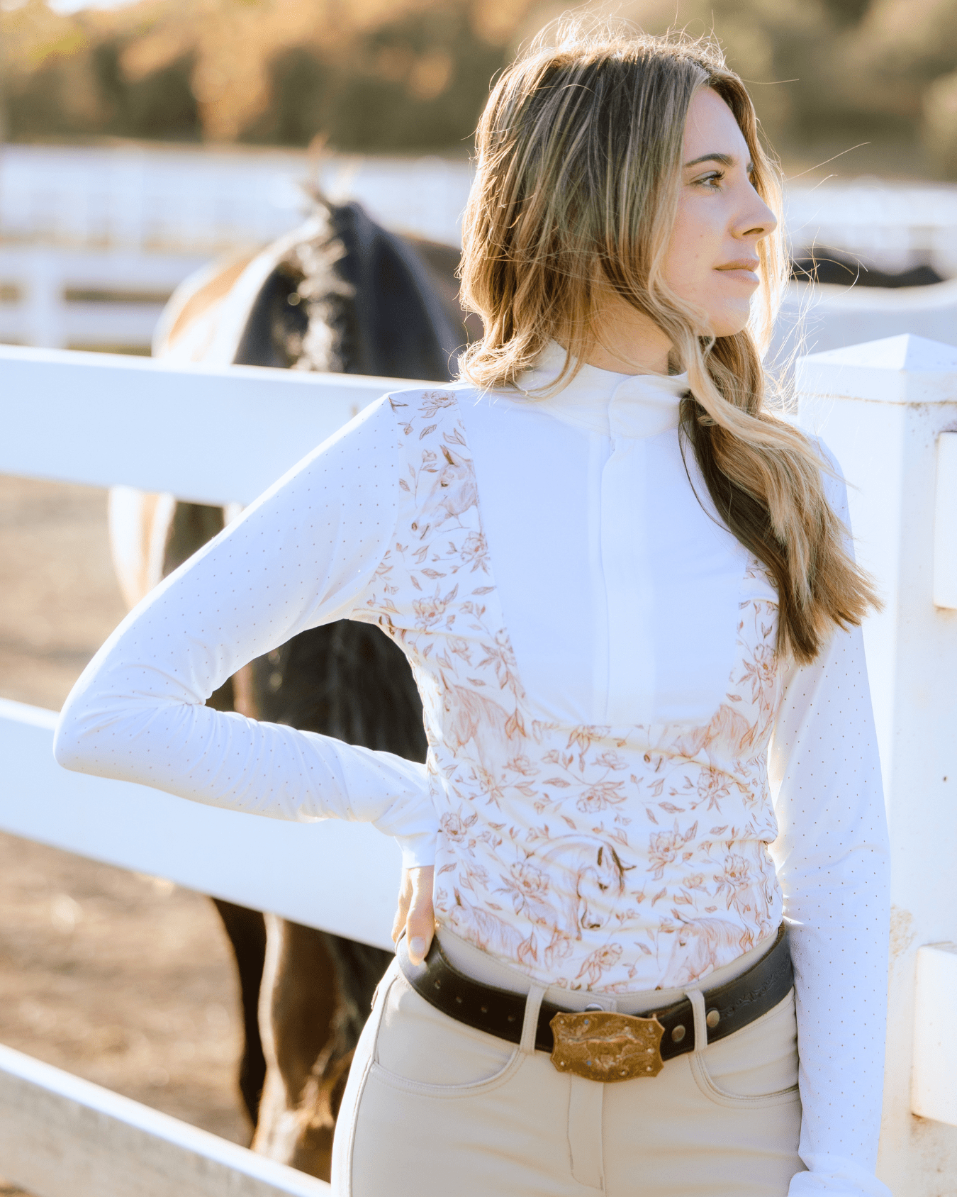 Deinhardt Designs Long Sleeve Capriole Competition Shirt - SEPIA - Equiluxe Tack