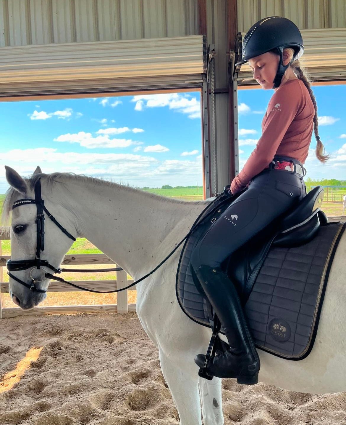 Divine Eq Athletic Long Sleeve Shirt - Mocha - Divine Equestrian - Equiluxe Tack