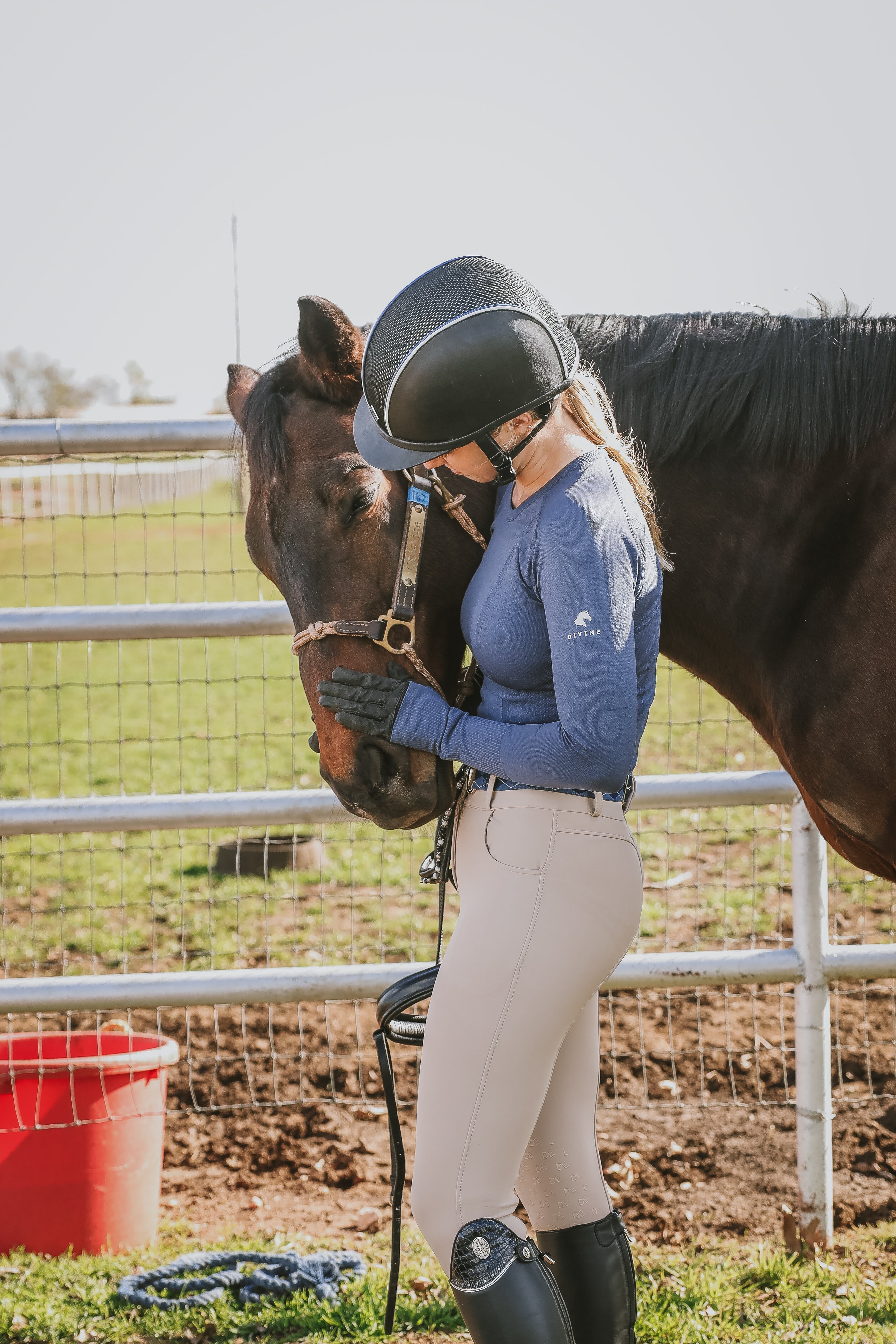 Divine Eq Athletic Long Sleeve Shirt - Navy - Divine Equestrian - Equiluxe Tack