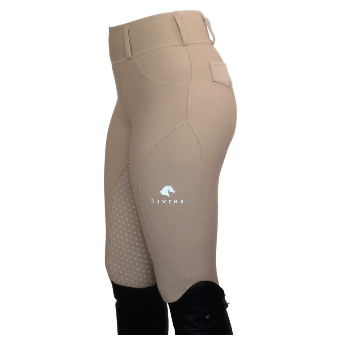 Divine Eq Comfort Grip Leggings - Beige - Divine Equestrian - Equiluxe Tack