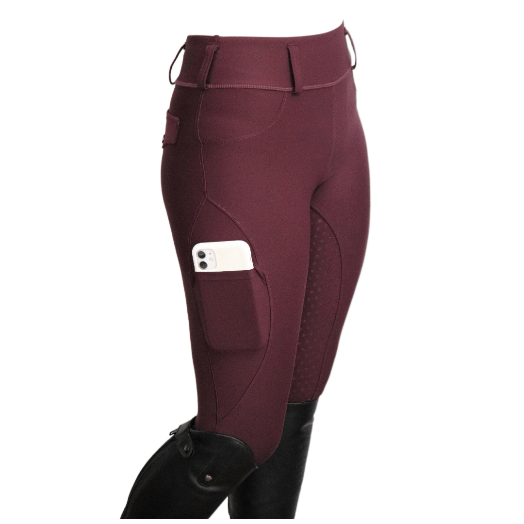 Divine Eq Comfort Grip Leggings - Burgundy - Divine Equestrian - Equiluxe Tack