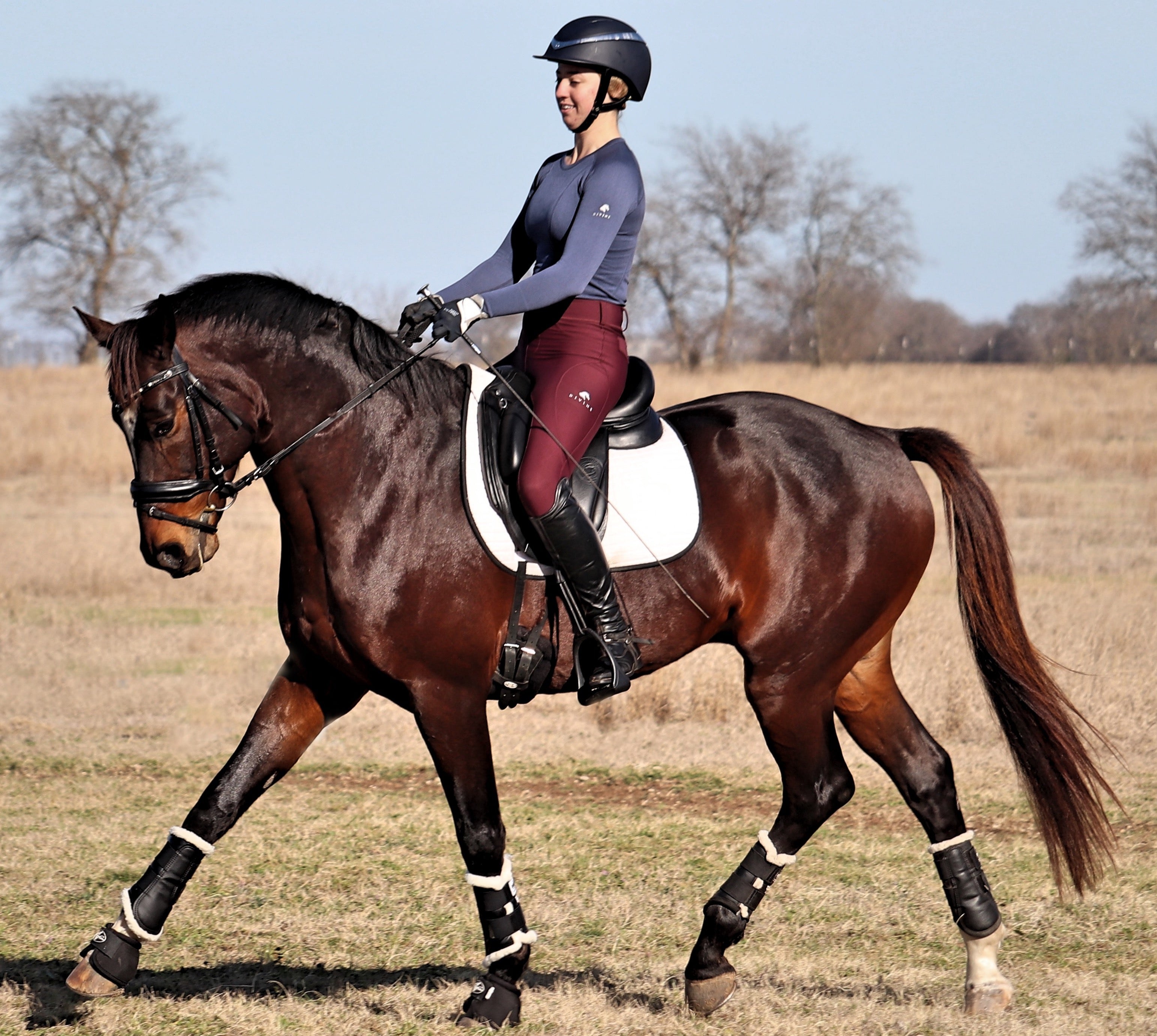 Divine Eq Comfort Grip Leggings - Burgundy - Divine Equestrian - Equiluxe Tack