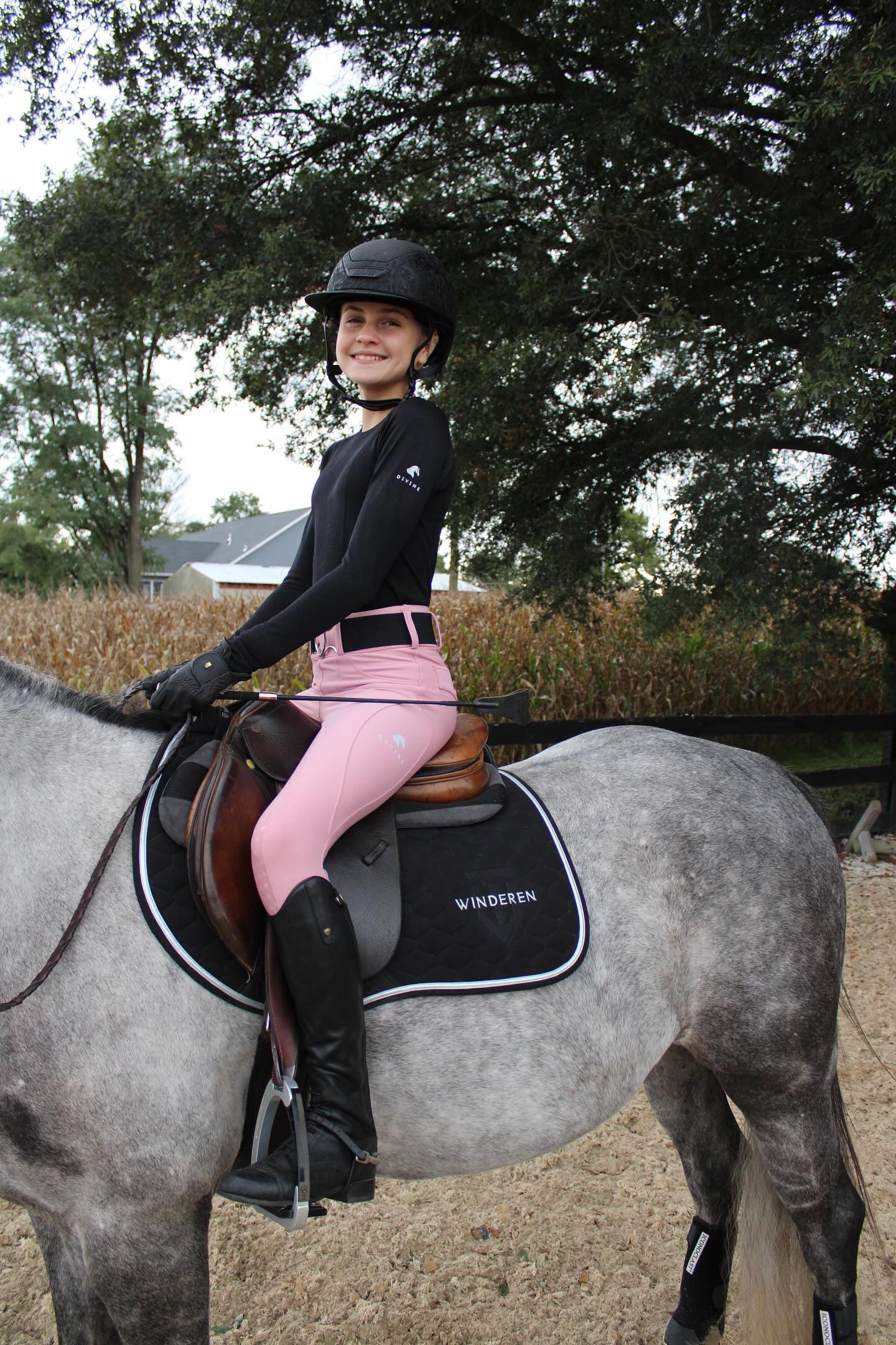 Divine Eq Comfort Grip Leggings - Pink - Divine Equestrian - Equiluxe Tack