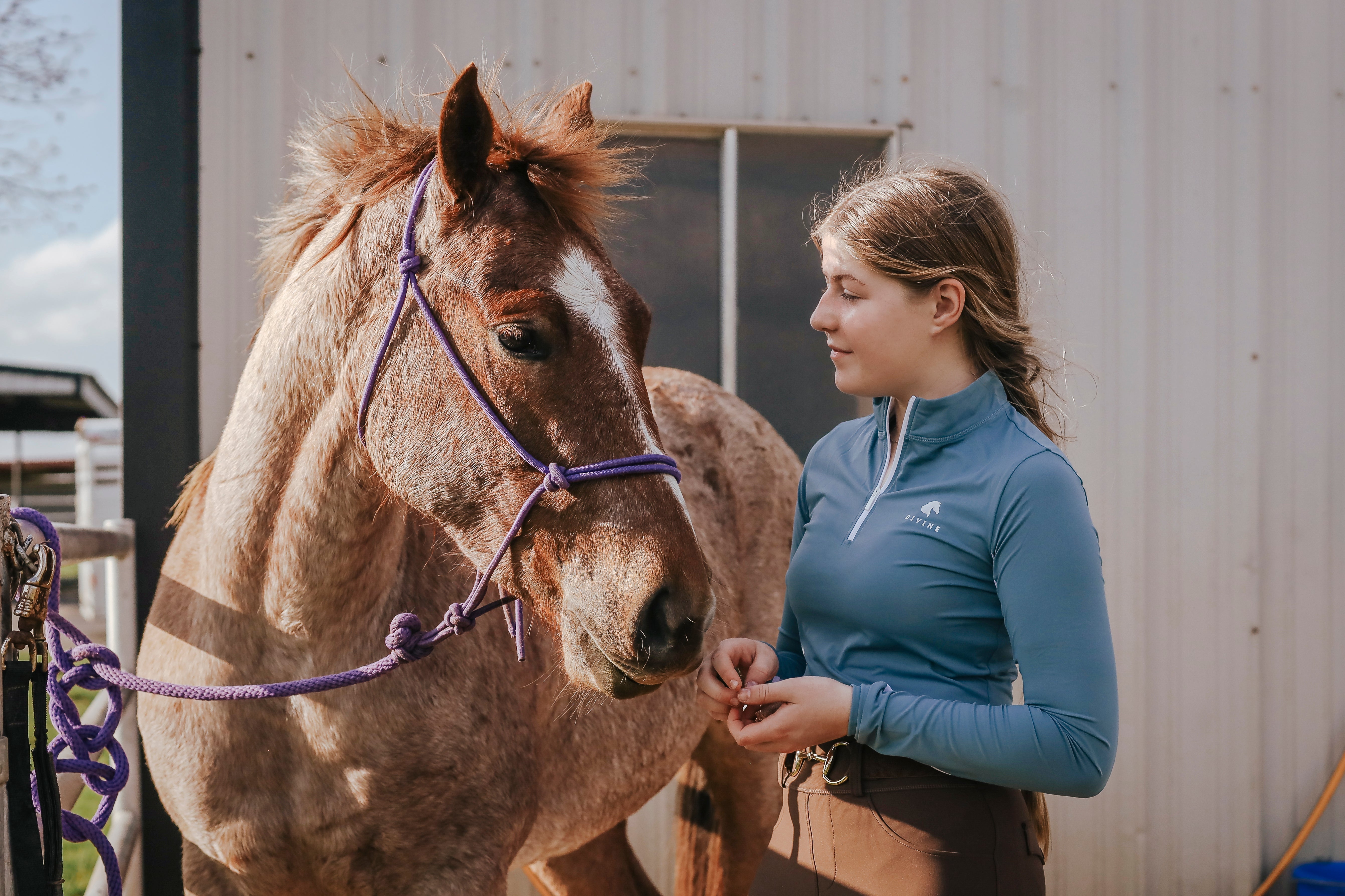 Divine Eq Sweet Lady Sun Shirt - Steel Blue - Divine Equestrian - Equiluxe Tack