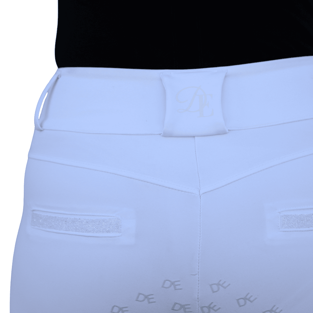 Divine Equestrian Dignified Competition Breeches - White Glitter Fullseat - Divine Equestrian - Equiluxe Tack