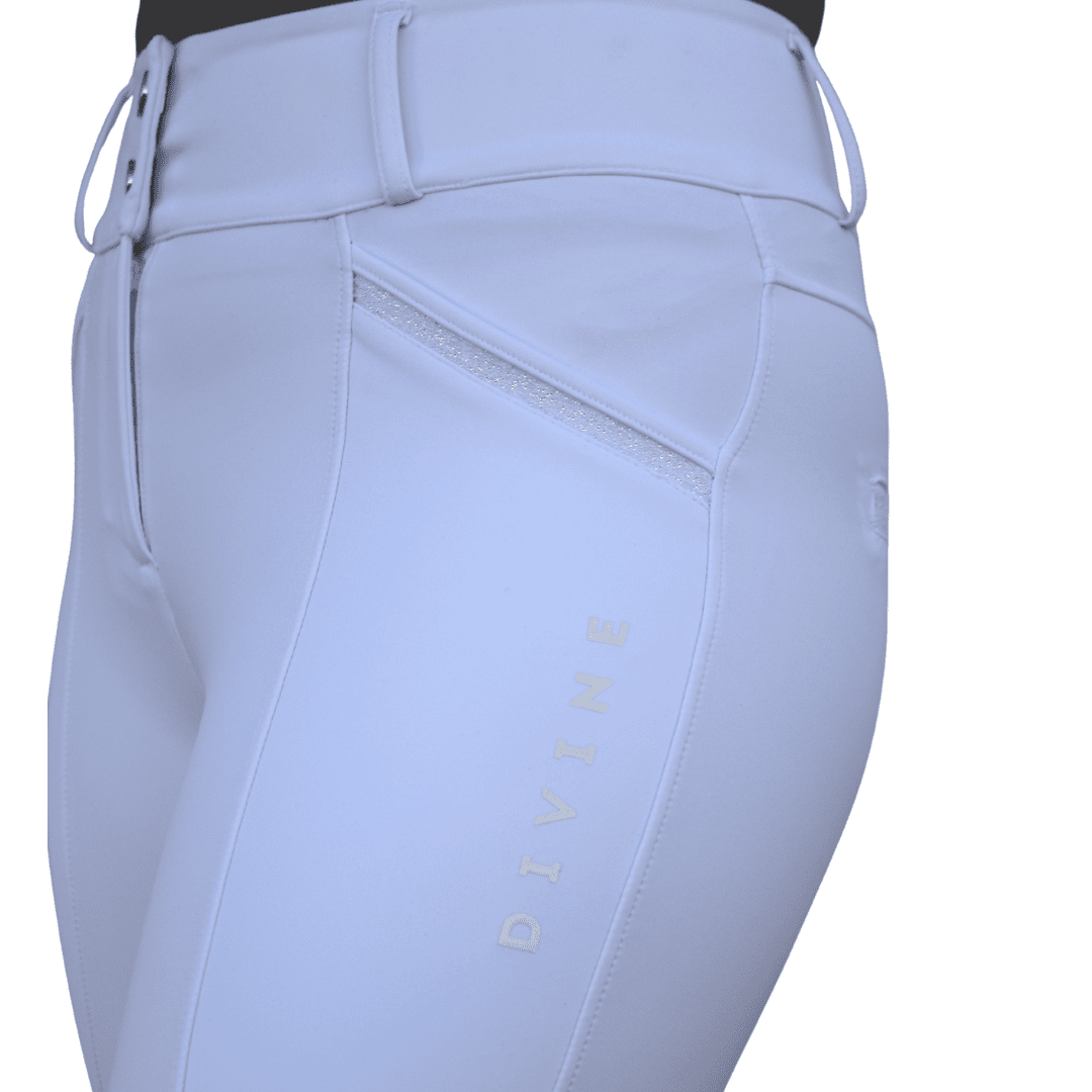 Divine Equestrian Dignified Competition Breeches - White Glitter Fullseat - Divine Equestrian - Equiluxe Tack