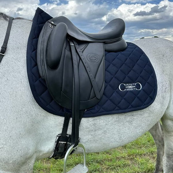 Dressage Mesh Saddle Pad with Quick Dry Cotton Lining in Navy, White or Black - CorrectConnect - Equiluxe Tack