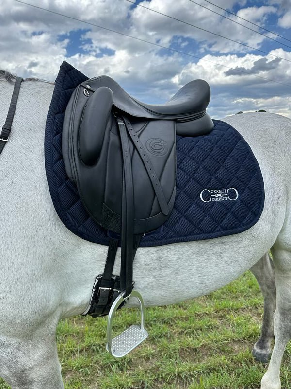 Dressage Mesh Saddle Pad with Quick Dry Cotton Lining in Navy, White or Black - CorrectConnect - Equiluxe Tack