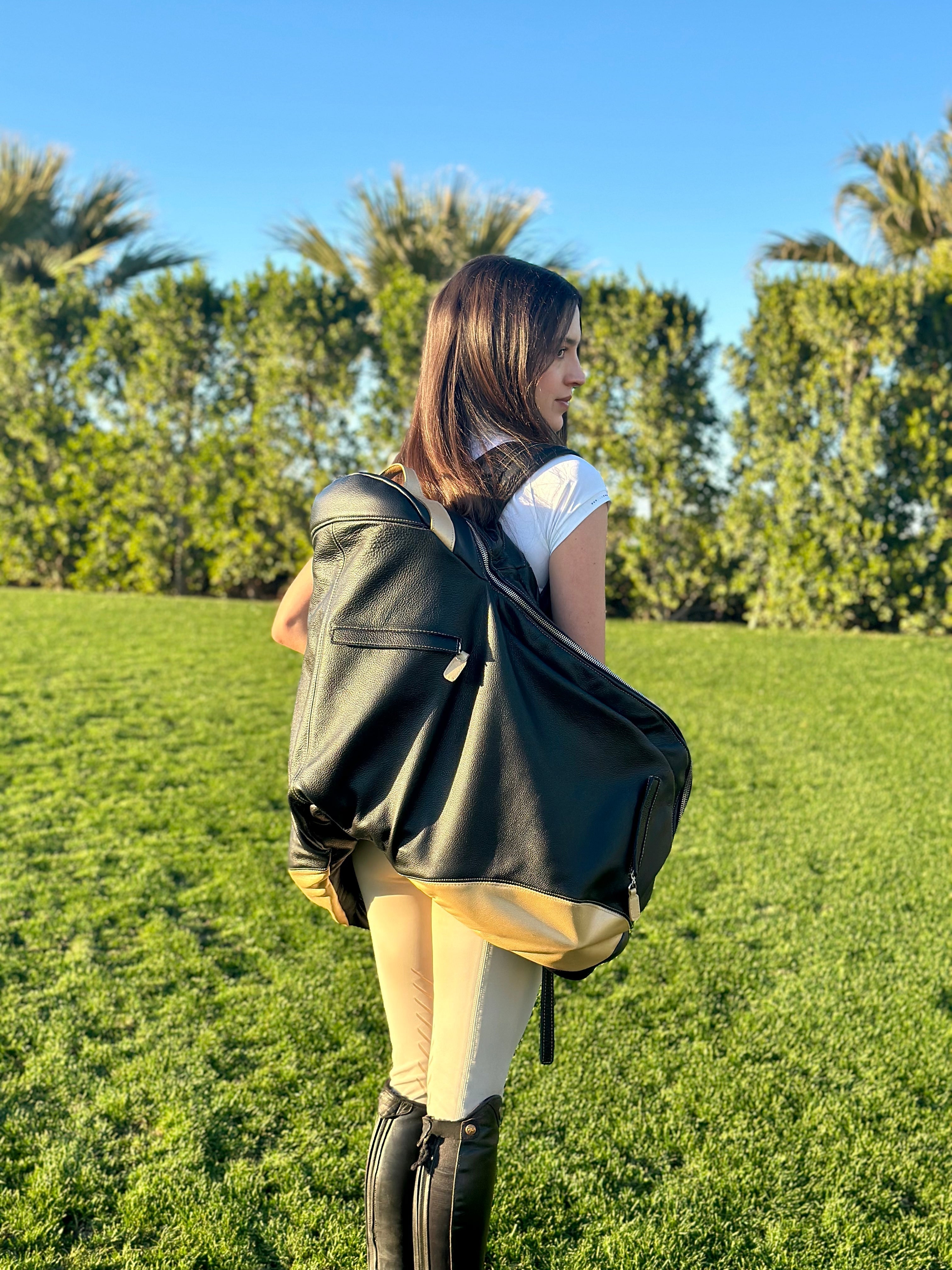 Durousset L'étalon Leather Saddle Backpack - Black - Durousset - Equiluxe Tack