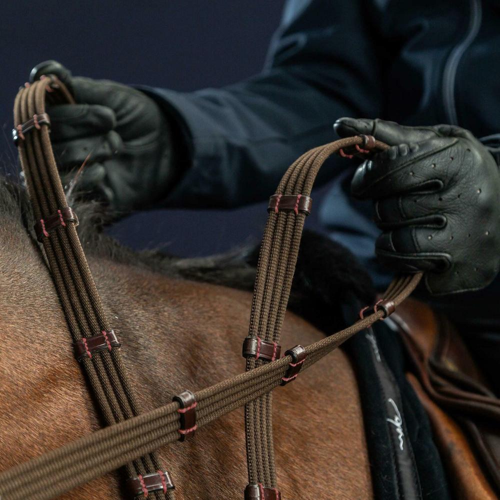Dy'on 5/8 Web Reins with 9 Leather Loops New English Collection - Equiluxe Tack