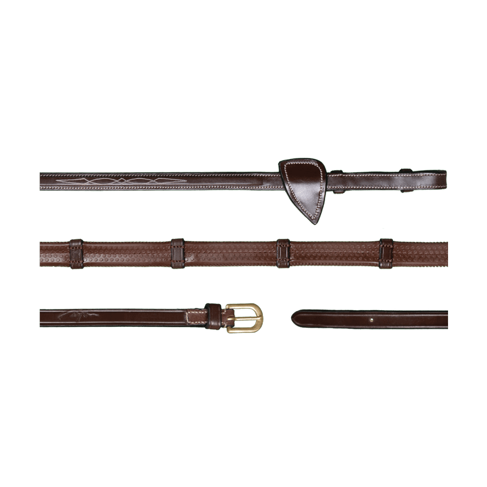 Dy'on Collection 1/2" Rubber Reins With 7 Leather Loops - Equiluxe Tack