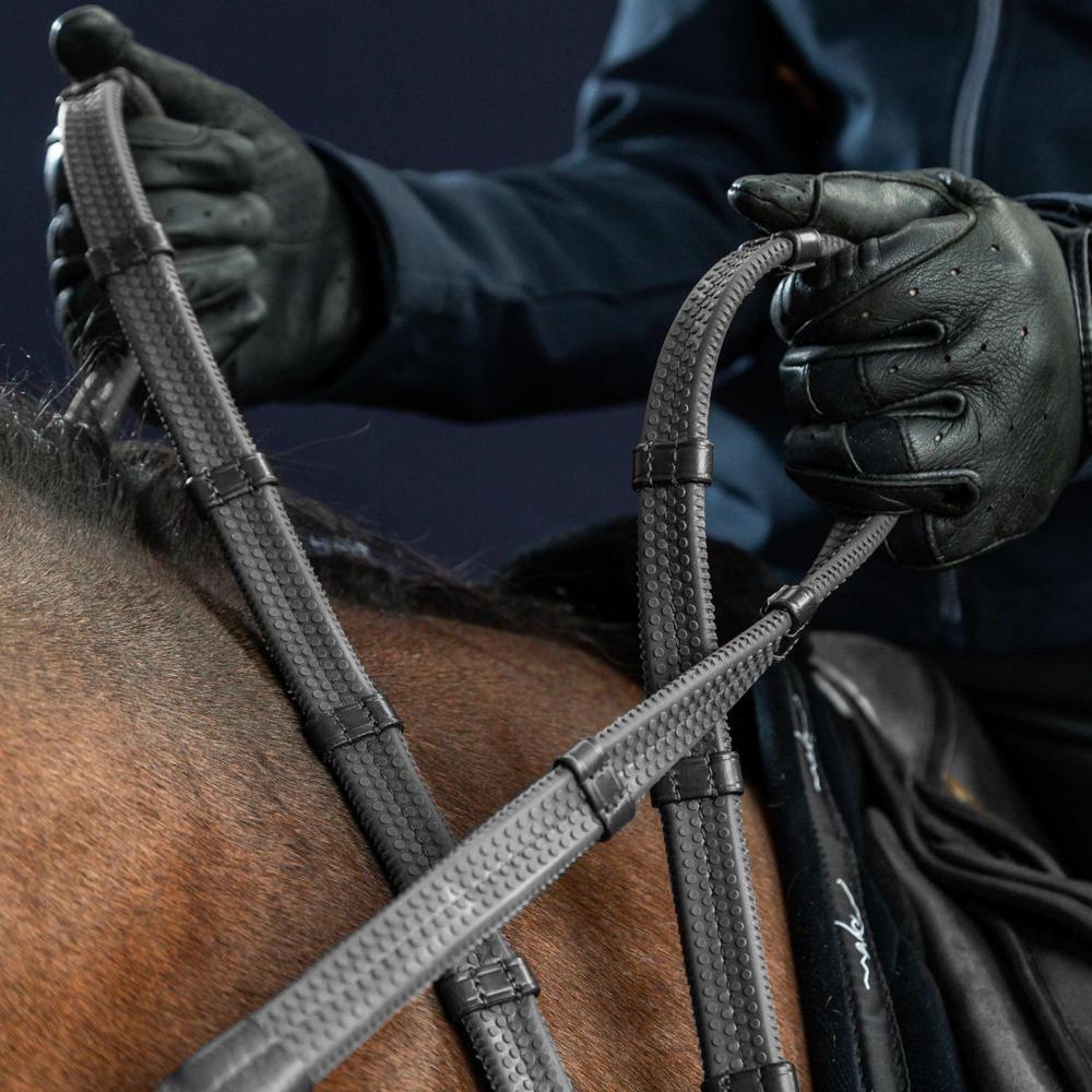 Dy'on Collection 1/2" Rubber Reins With 7 Leather Loops - Equiluxe Tack