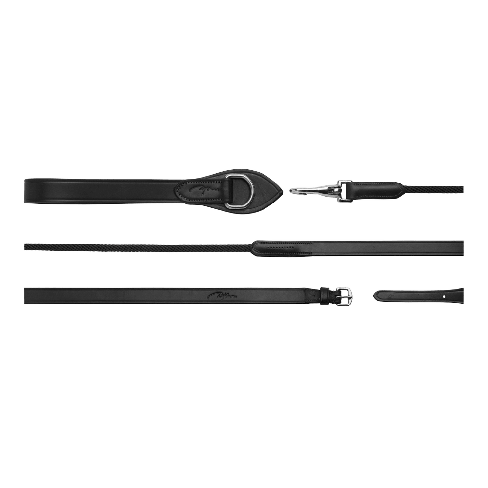 Dy'on New English Collection 5/8" Leather/Nylon Draw Reins - Equiluxe Tack