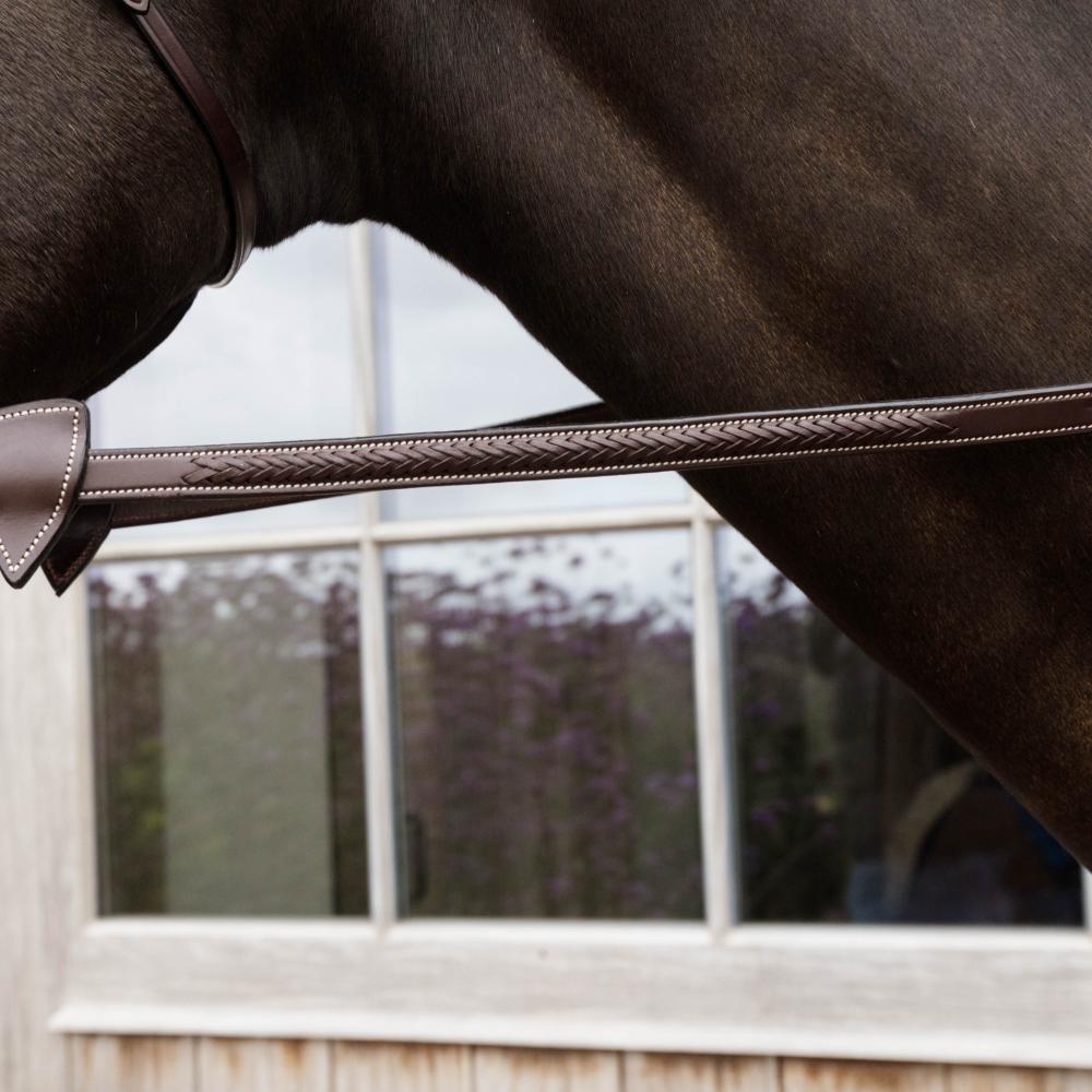 Dy'on Plaited Rubber Reins with 7 Leather Loops - Equiluxe Tack