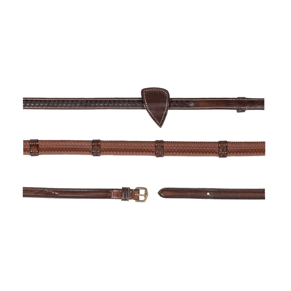 Dy'on Plaited Rubber Reins with 7 Leather Loops - Equiluxe Tack