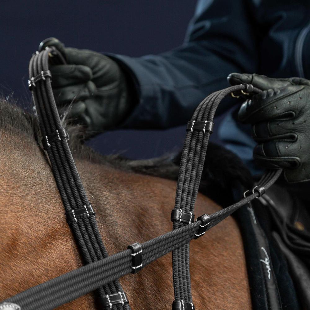 Dy'on US Collection 5/8" Web Reins With 9 Leather Loops - Equiluxe Tack