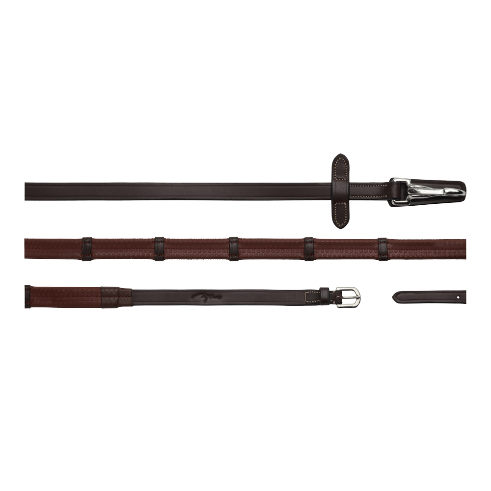 Dy'on Working Collection 5/8" Rubber Reins with Leather Loops and Snaps - Equiluxe Tack