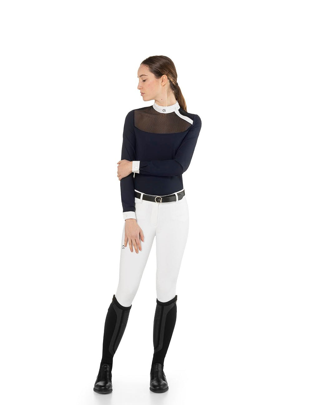 EGO7 'Nina' Long Sleeve Mesh Show Shirt - Navy Blue - Ego 7 - Equiluxe Tack