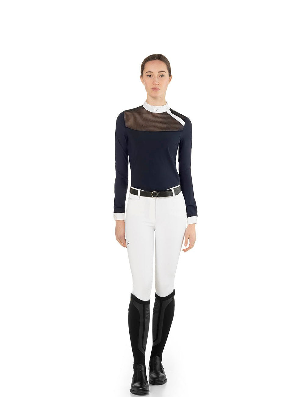 EGO7 'Nina' Long Sleeve Mesh Show Shirt - Navy Blue - Ego 7 - Equiluxe Tack