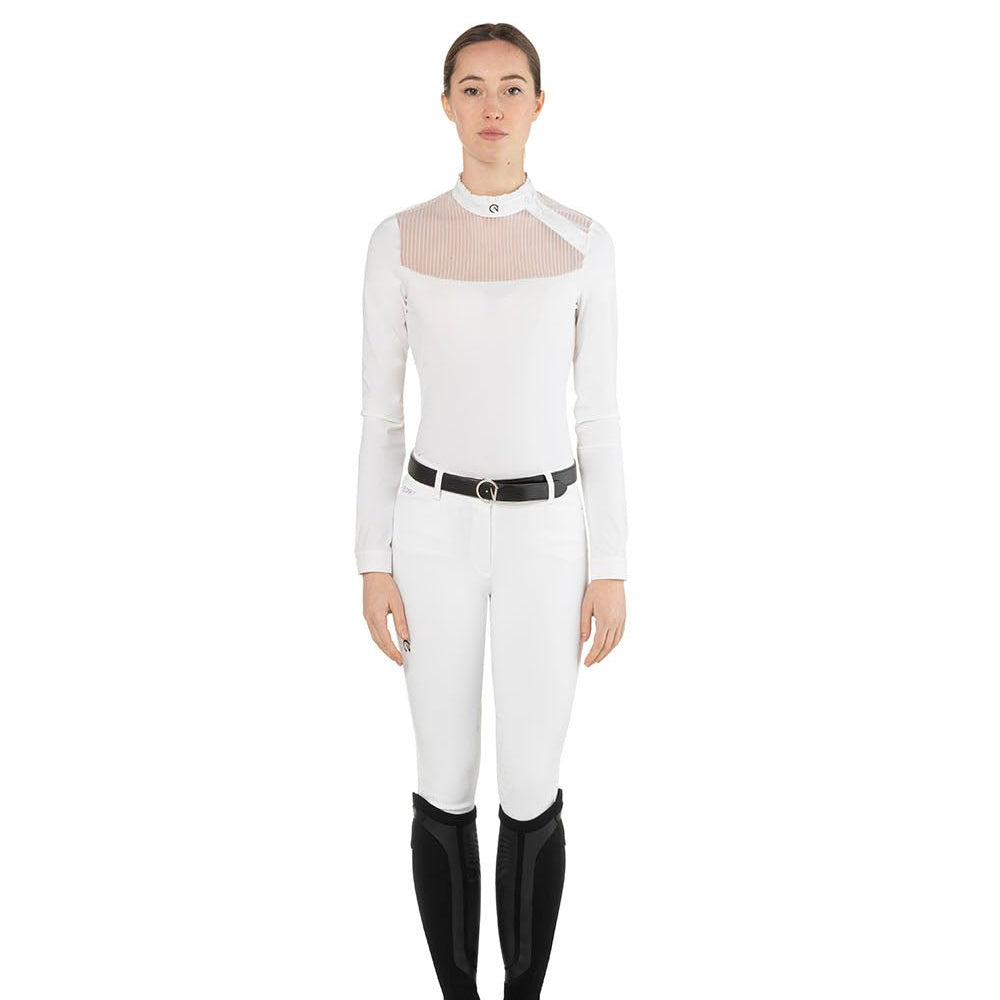 EGO7 'Nina' Long Sleeve Mesh Show Shirt - White - Ego 7 - Equiluxe Tack