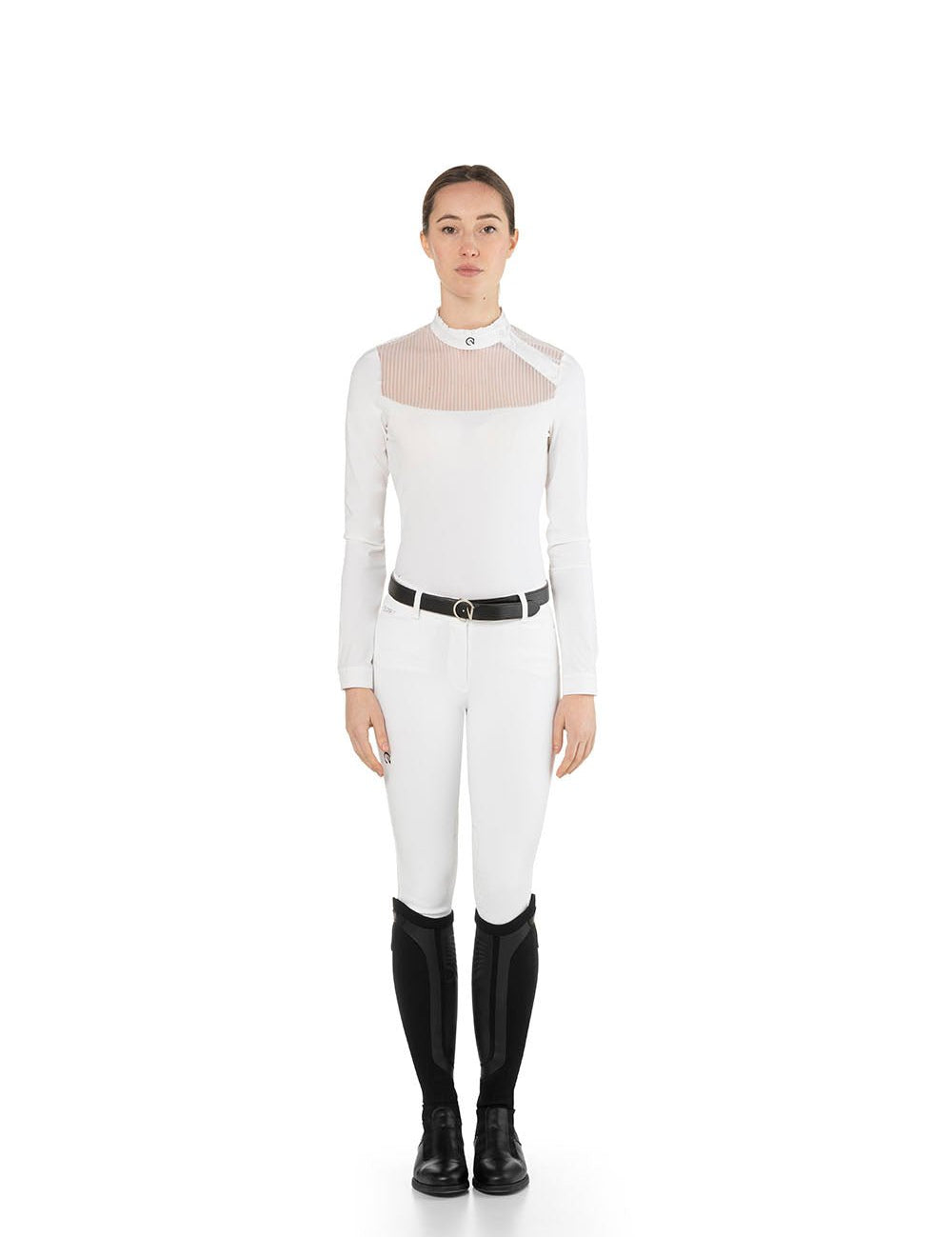 EGO7 'Nina' Long Sleeve Mesh Show Shirt - White - Ego 7 - Equiluxe Tack