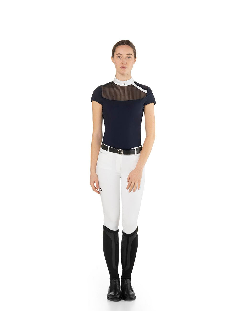 EGO7 'Nina' Short Sleeve Mesh Show Shirt - Navy Blue - Ego 7 - Equiluxe Tack