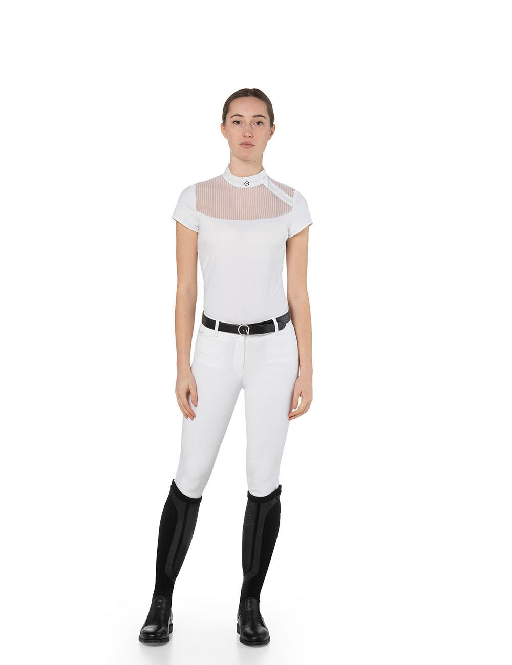 EGO7 'Nina' Short Sleeve Mesh Show Shirt - White - Ego 7 - Equiluxe Tack