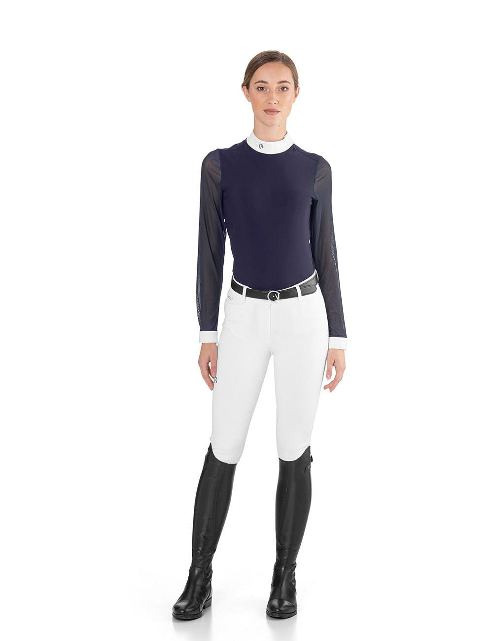 EGO7 'Rita' Long Sleeve Mesh Show Shirt - Navy Blue - Ego 7 - Equiluxe Tack