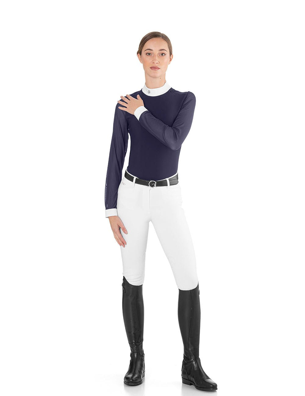 EGO7 'Rita' Long Sleeve Mesh Show Shirt - Navy Blue - Ego 7 - Equiluxe Tack