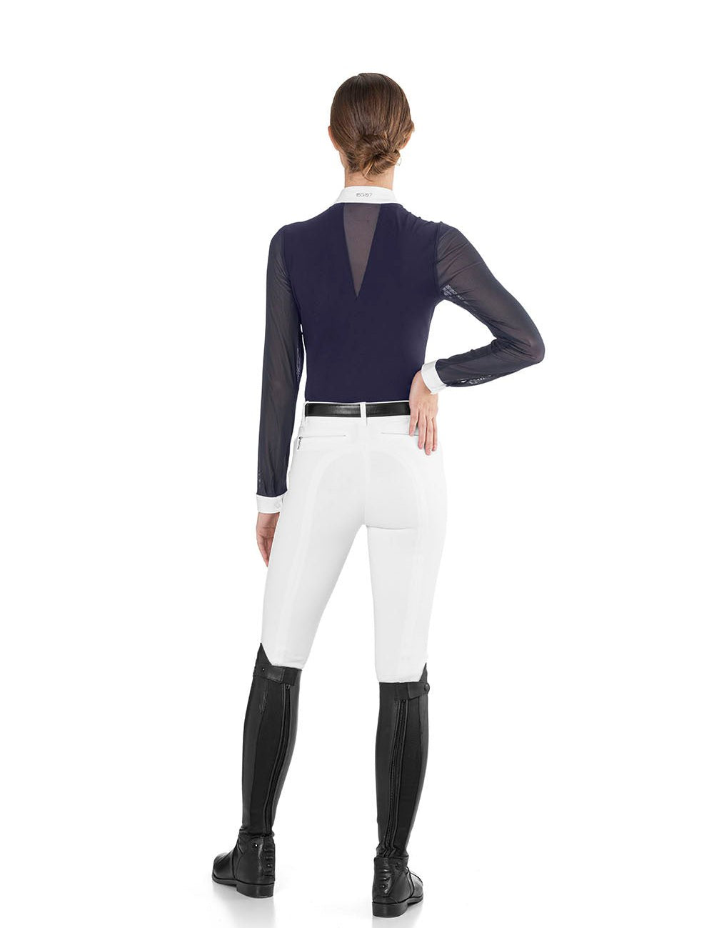 EGO7 'Rita' Long Sleeve Mesh Show Shirt - Navy Blue - Ego 7 - Equiluxe Tack