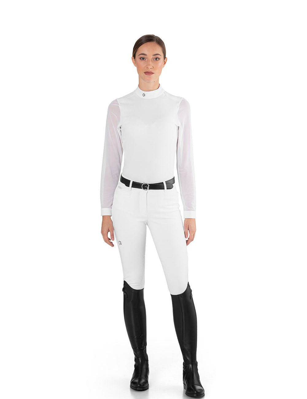 EGO7 'Rita' Long Sleeve Mesh Show Shirt - White - Ego 7 - Equiluxe Tack