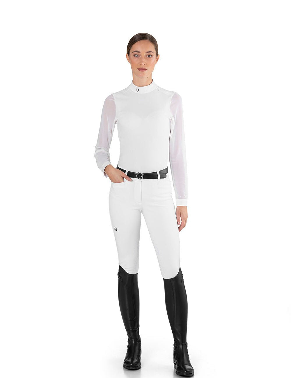 EGO7 'Rita' Long Sleeve Mesh Show Shirt - White - Ego 7 - Equiluxe Tack