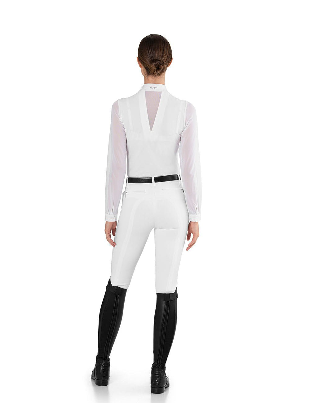 EGO7 'Rita' Long Sleeve Mesh Show Shirt - White - Ego 7 - Equiluxe Tack