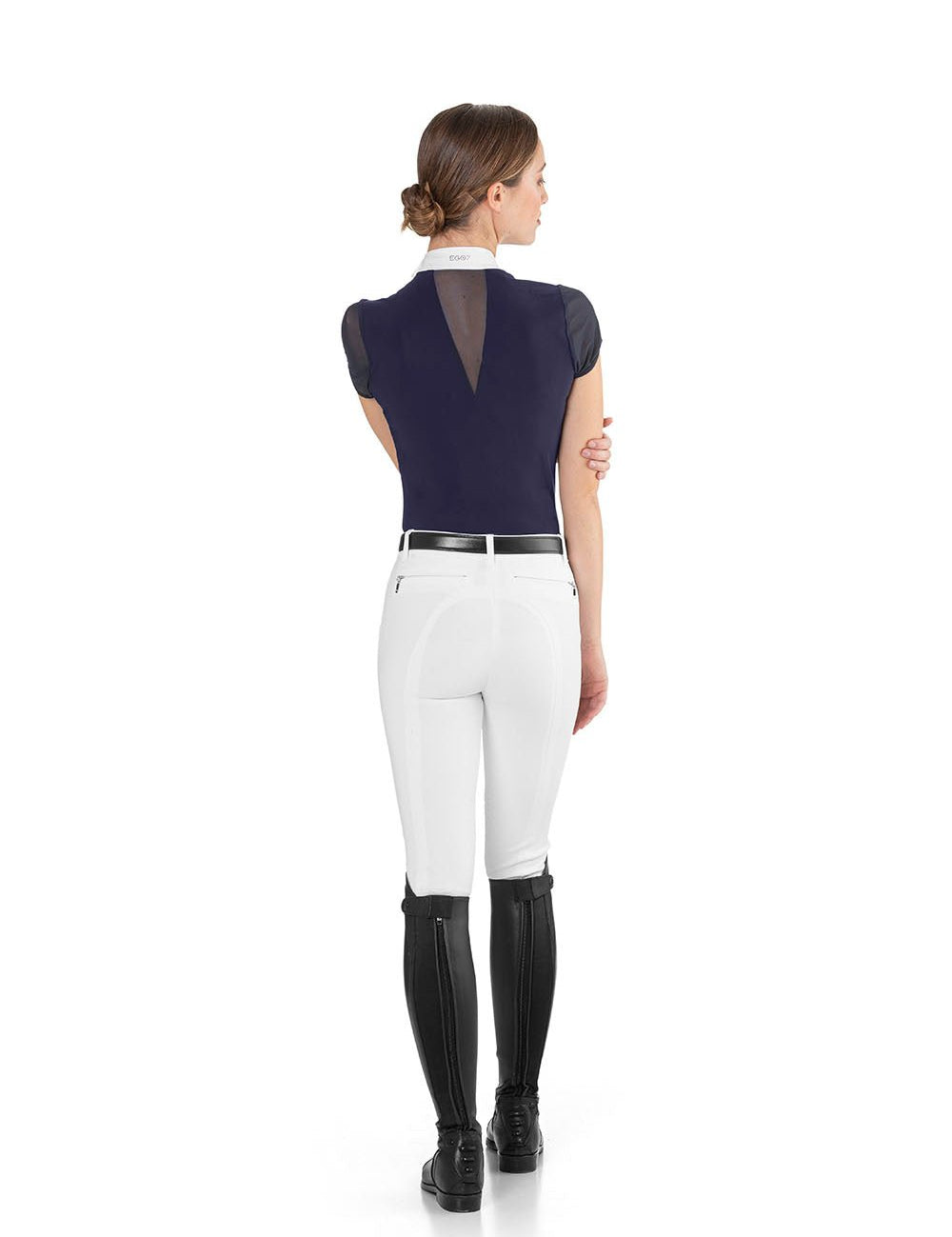 EGO7 'Rita' Short Sleeve Mesh Show Shirt - Navy Blue - Ego 7 - Equiluxe Tack