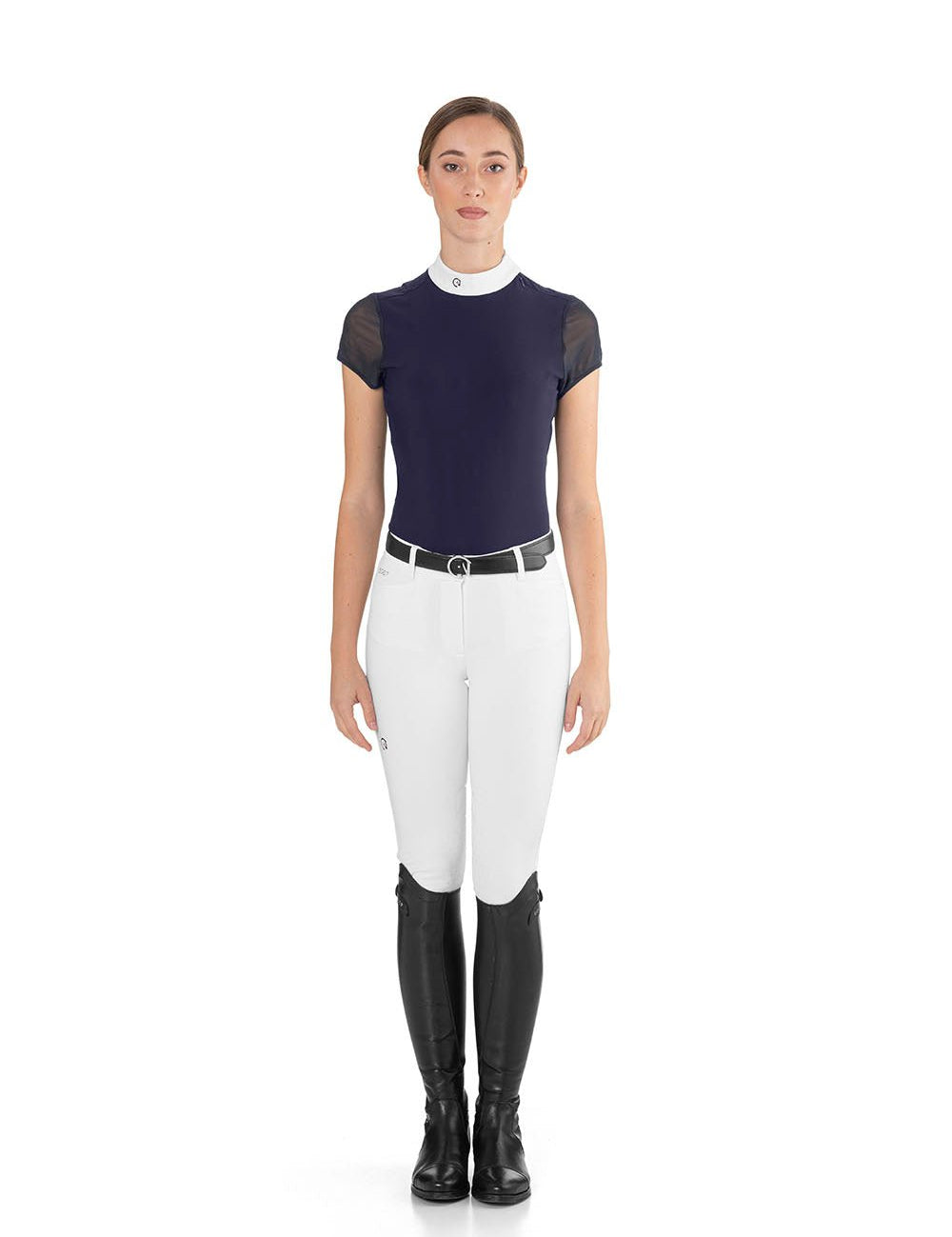 EGO7 'Rita' Short Sleeve Mesh Show Shirt - Navy Blue - Ego 7 - Equiluxe Tack