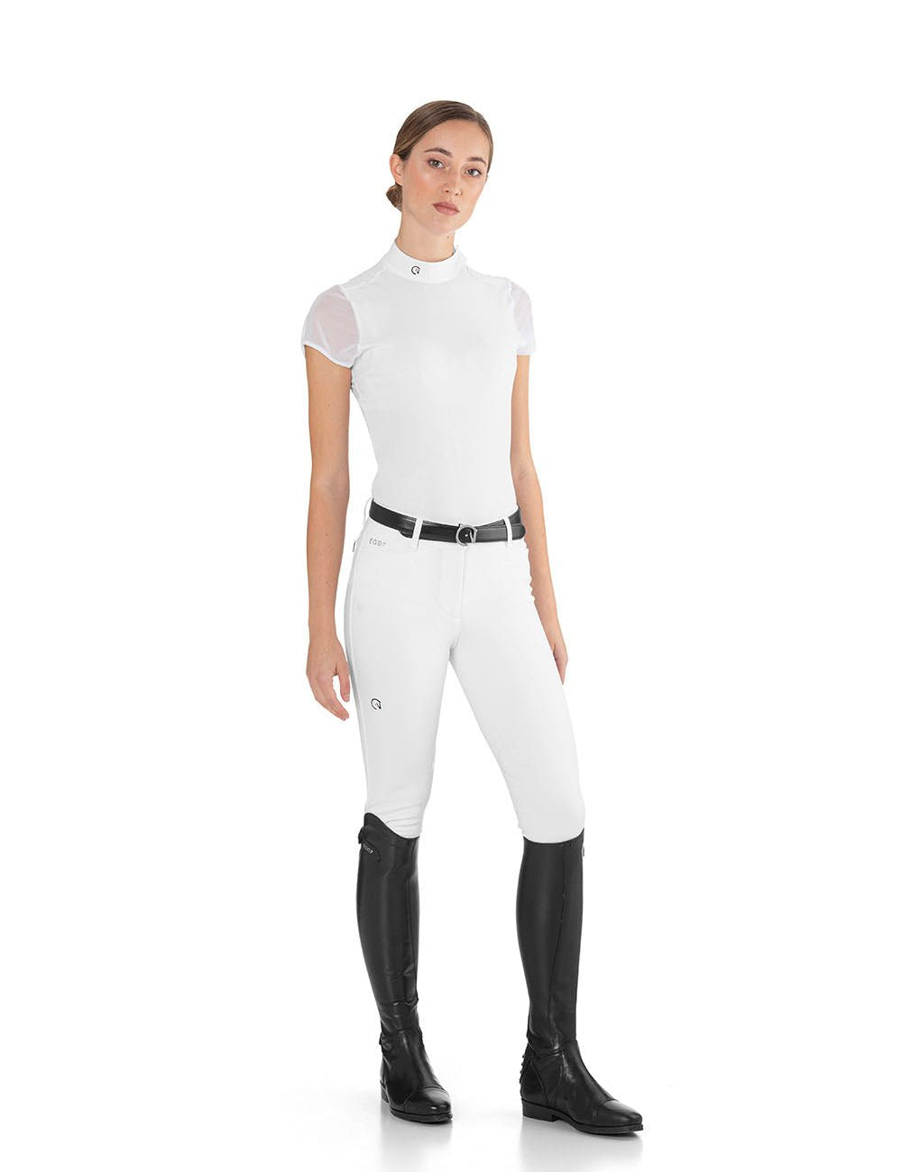EGO7 'Rita' Short Sleeve Mesh Show Shirt - White - Ego 7 - Equiluxe Tack