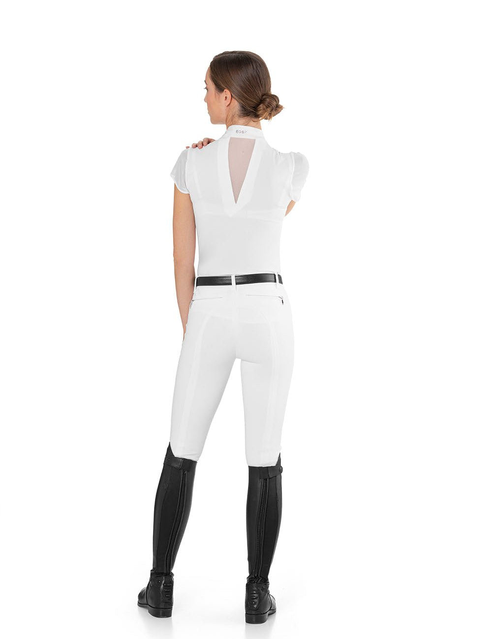 EGO7 'Rita' Short Sleeve Mesh Show Shirt - White - Ego 7 - Equiluxe Tack