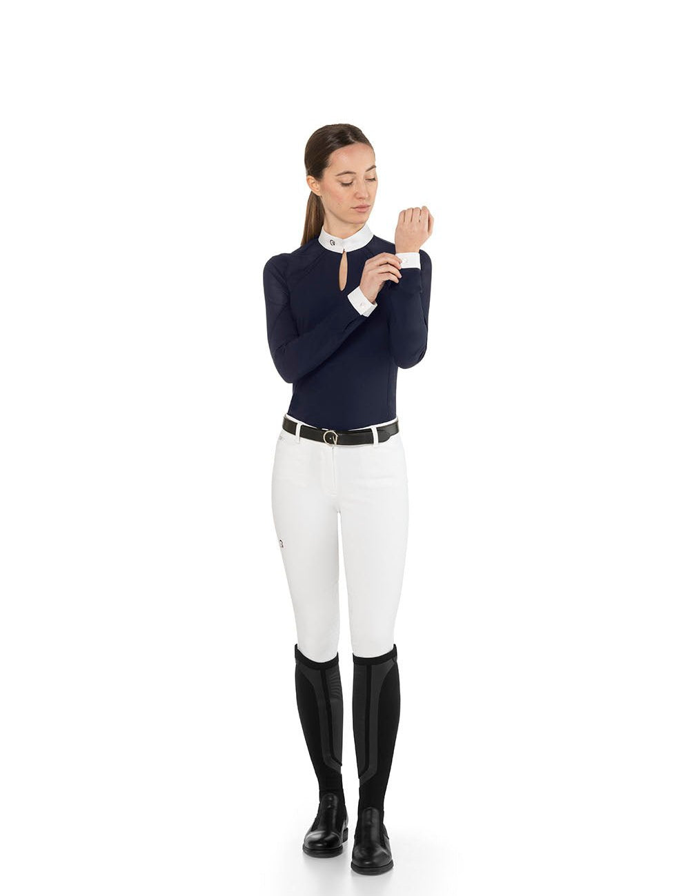EGO7 'Teresa' Long Sleeve Mesh Show Shirt - Navy Blue - Ego 7 - Equiluxe Tack