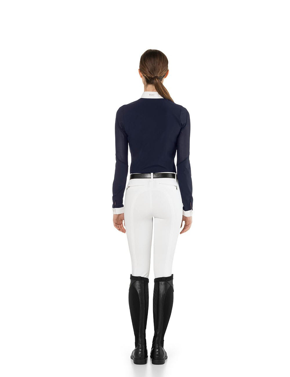 EGO7 'Teresa' Long Sleeve Mesh Show Shirt - Navy Blue - Ego 7 - Equiluxe Tack