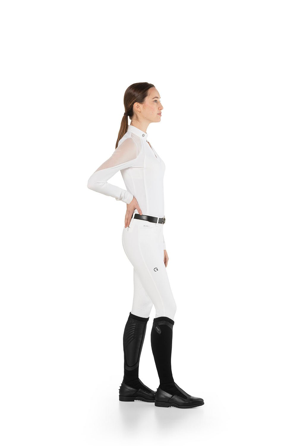 EGO7 'Teresa' Long Sleeve Mesh Show Shirt - White - Ego 7 - Equiluxe Tack