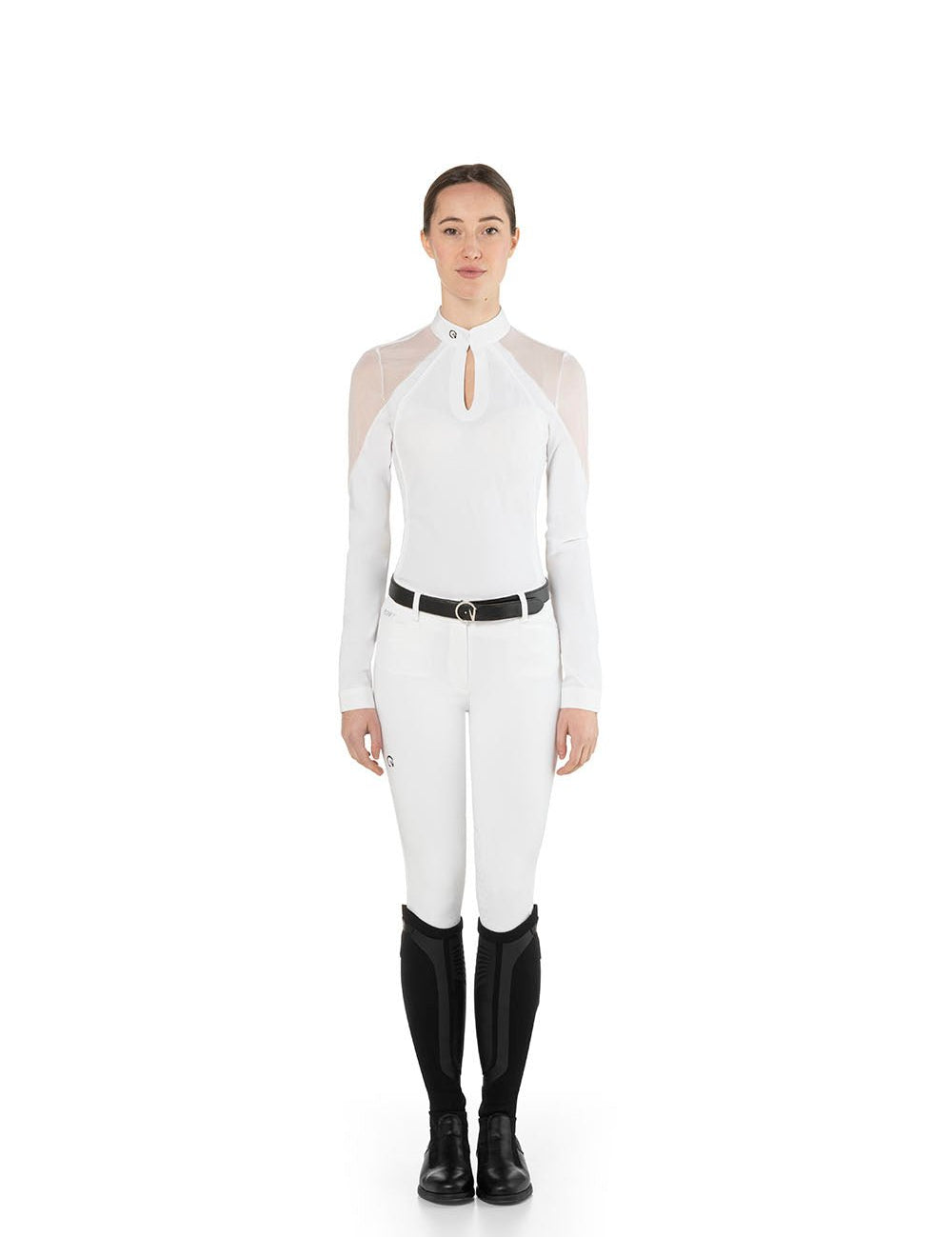 EGO7 'Teresa' Long Sleeve Mesh Show Shirt - White - Ego 7 - Equiluxe Tack
