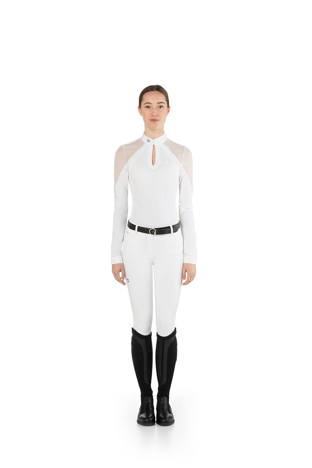 EGO7 'Teresa' Long Sleeve Mesh Show Shirt - White - Ego 7 - Equiluxe Tack