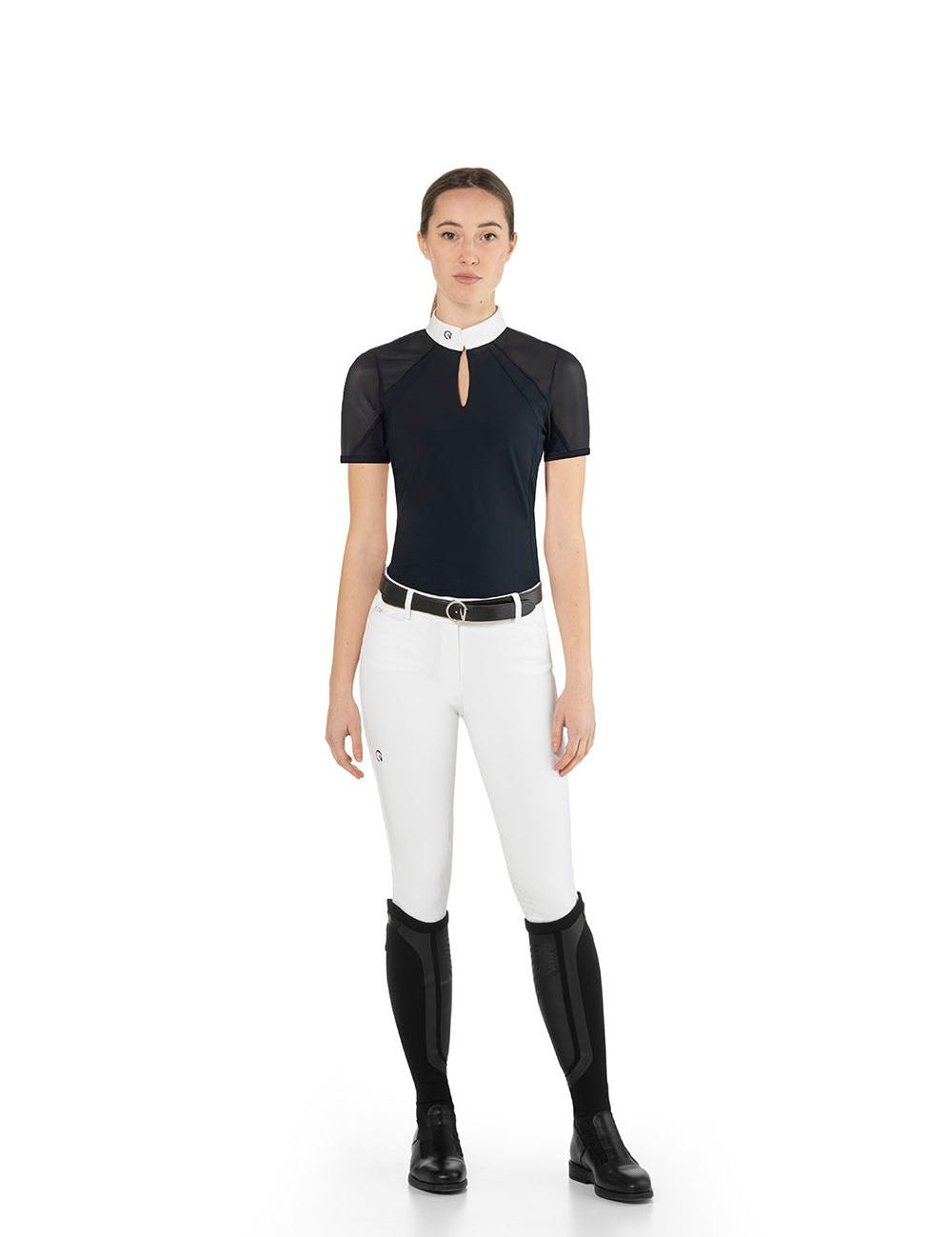 EGO7 'Teresa' Short Sleeve Mesh Show Shirt - Navy Blue - Ego 7 - Equiluxe Tack