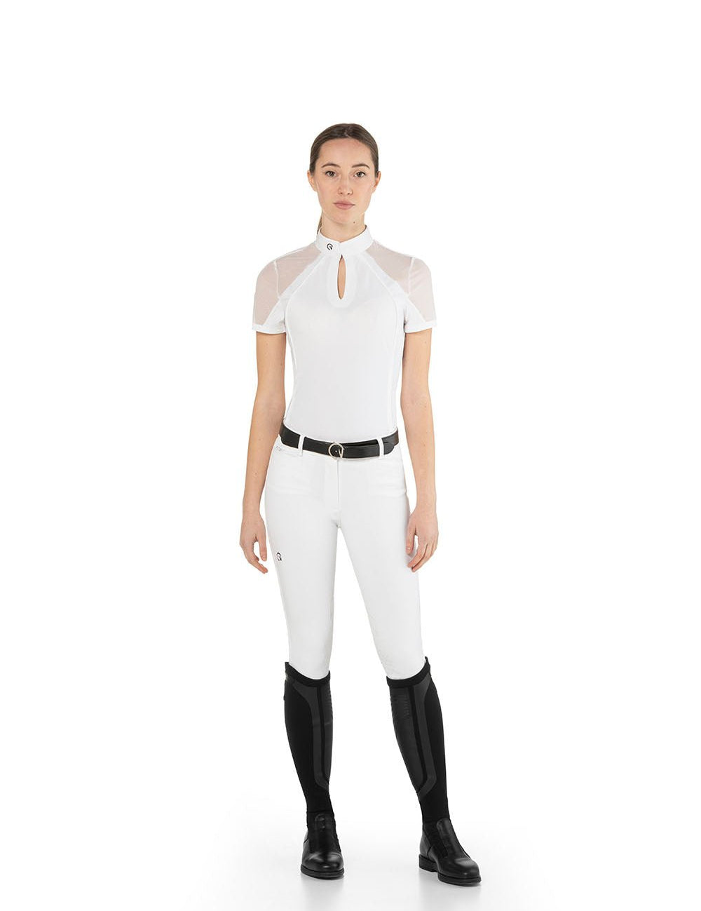 EGO7 'Teresa' Short Sleeve Mesh Show Shirt - White - Ego 7 - Equiluxe Tack