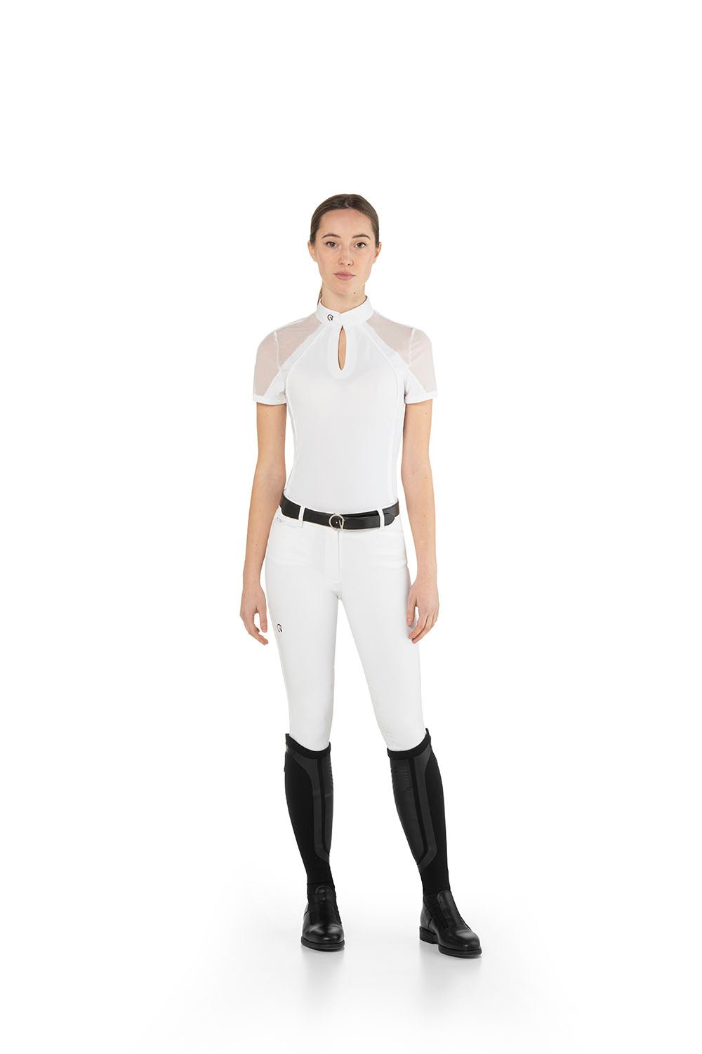 EGO7 'Teresa' Short Sleeve Mesh Show Shirt - White - Ego 7 - Equiluxe Tack