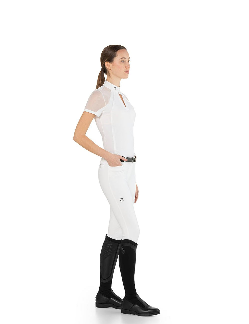 EGO7 'Teresa' Short Sleeve Mesh Show Shirt - White - Ego 7 - Equiluxe Tack