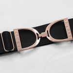 Ellany Black - 1.5" Rose Gold Stirrup Elastic Belt - Ellany Equestrian - Equiluxe Tack