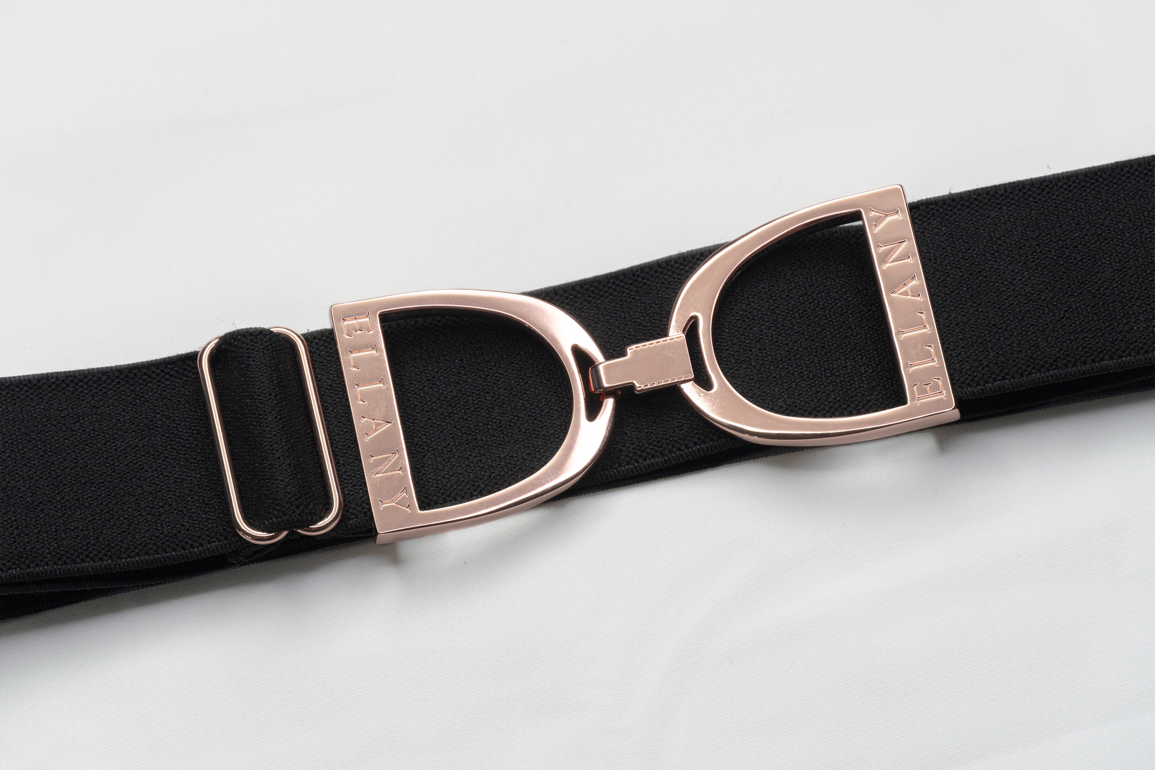 Ellany Black - 1.5" Rose Gold Stirrup Elastic Belt - Ellany Equestrian - Equiluxe Tack