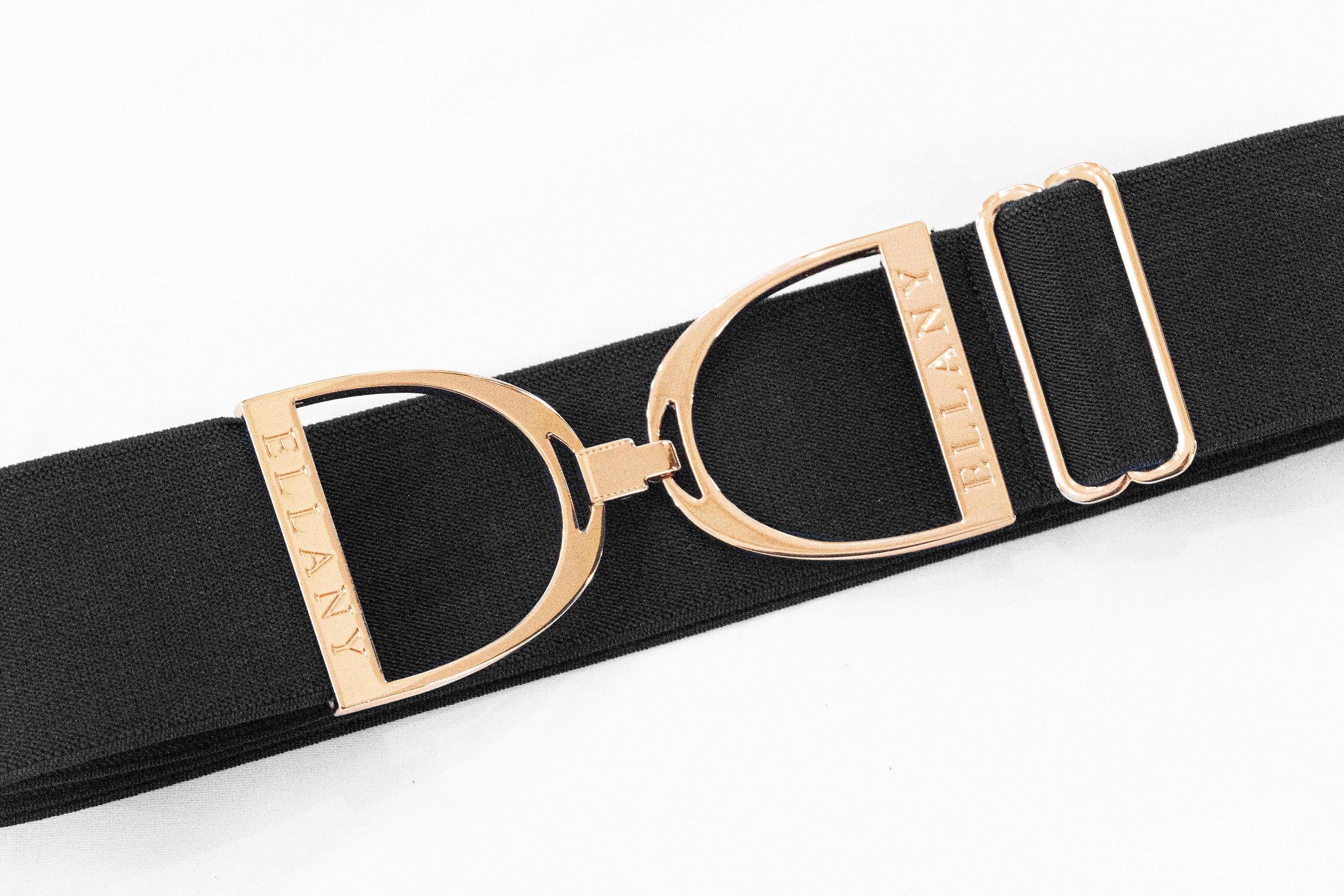 Ellany Black - 2" Rose Gold Stirrup Elastic Belt - Ellany - Equiluxe Tack